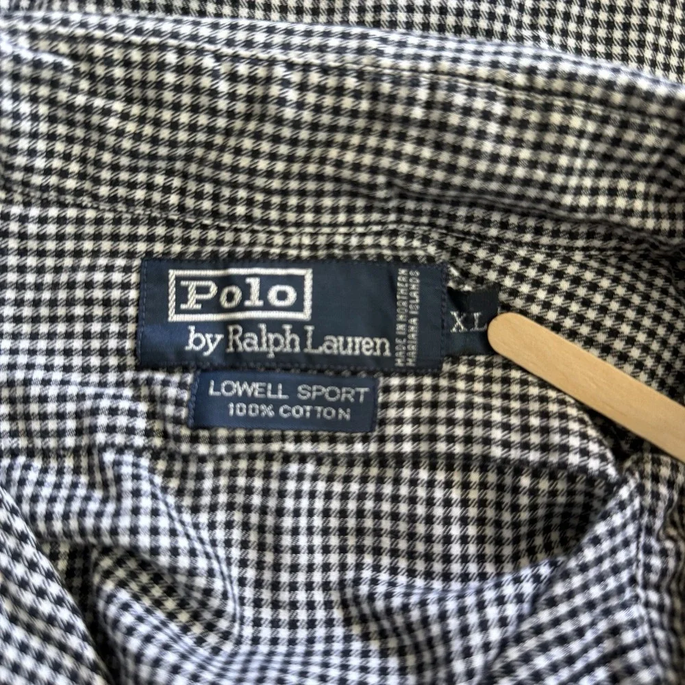 Ralph Lauren Button UpShirt Lowell Sport‎ Men's  Size XL Black And White Plaid